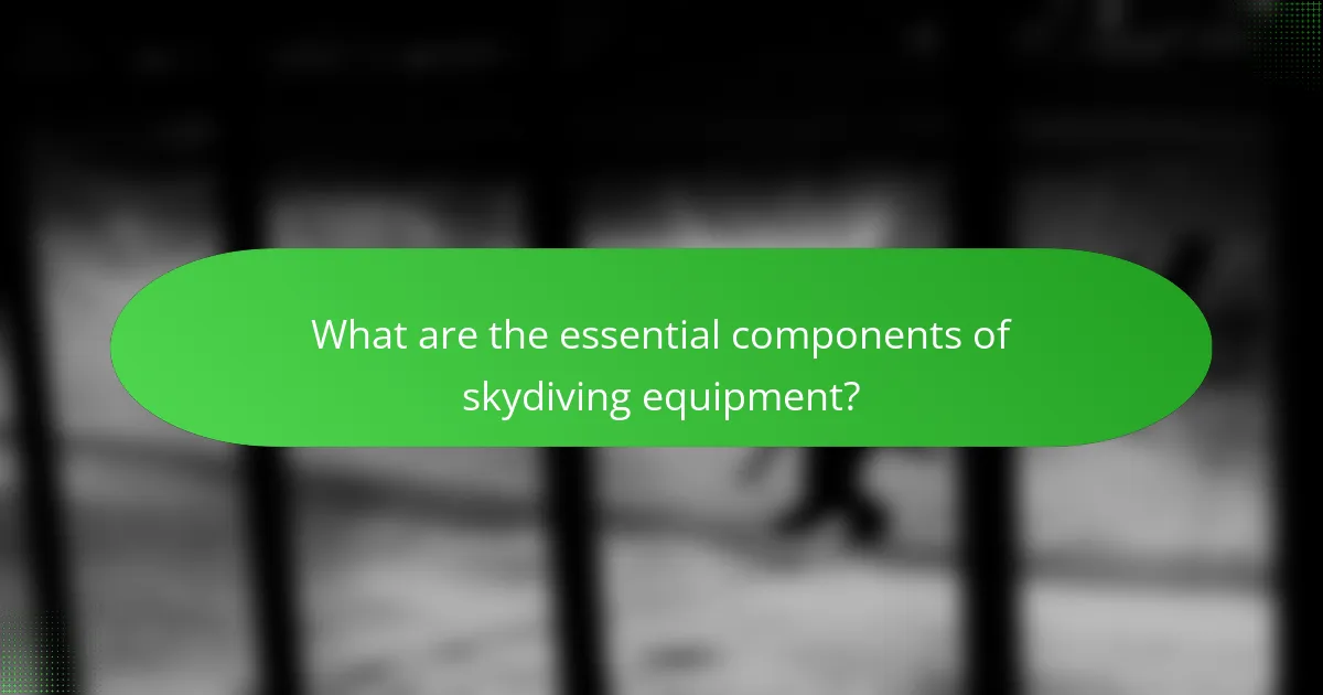 What are the essential components of skydiving equipment?